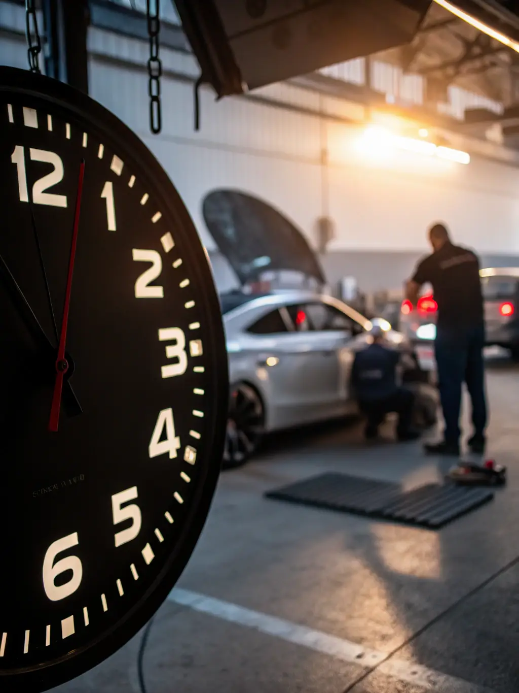 A clock ticking down, emphasizing the 60-minute dispatch guarantee.