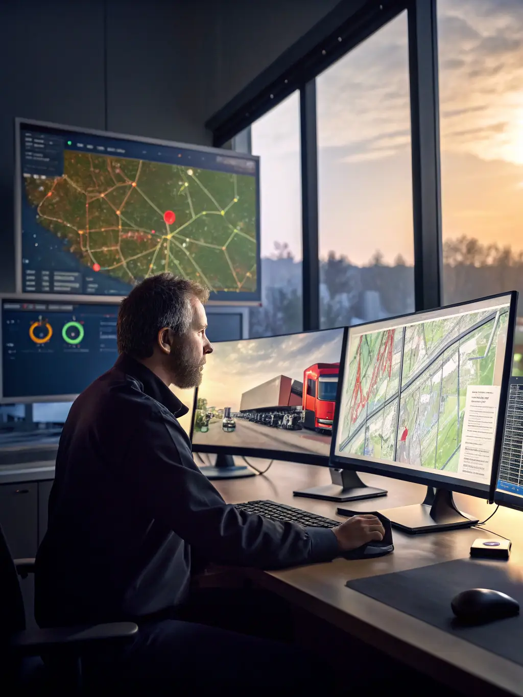A dispatcher efficiently coordinating technicians using a digital platform.